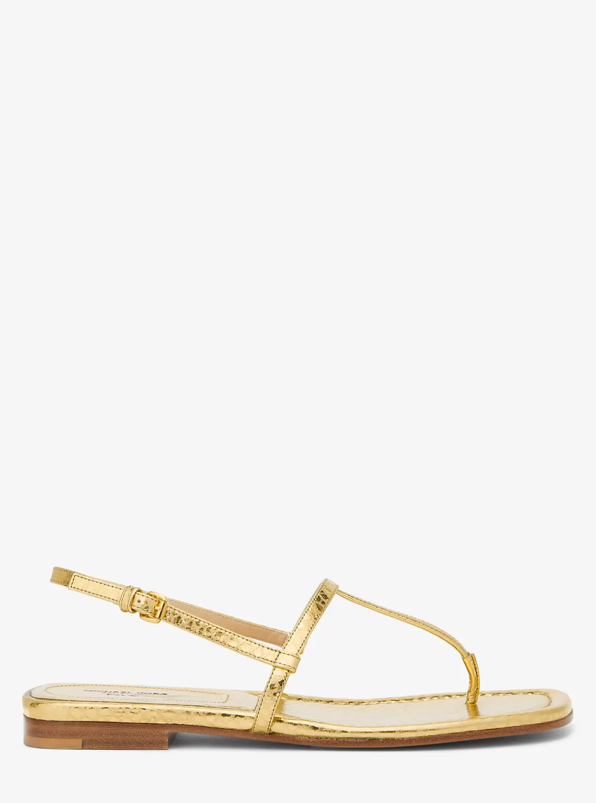 Michael Kors Ali Metallic Python Embossed Leather Sandal*Women Flats