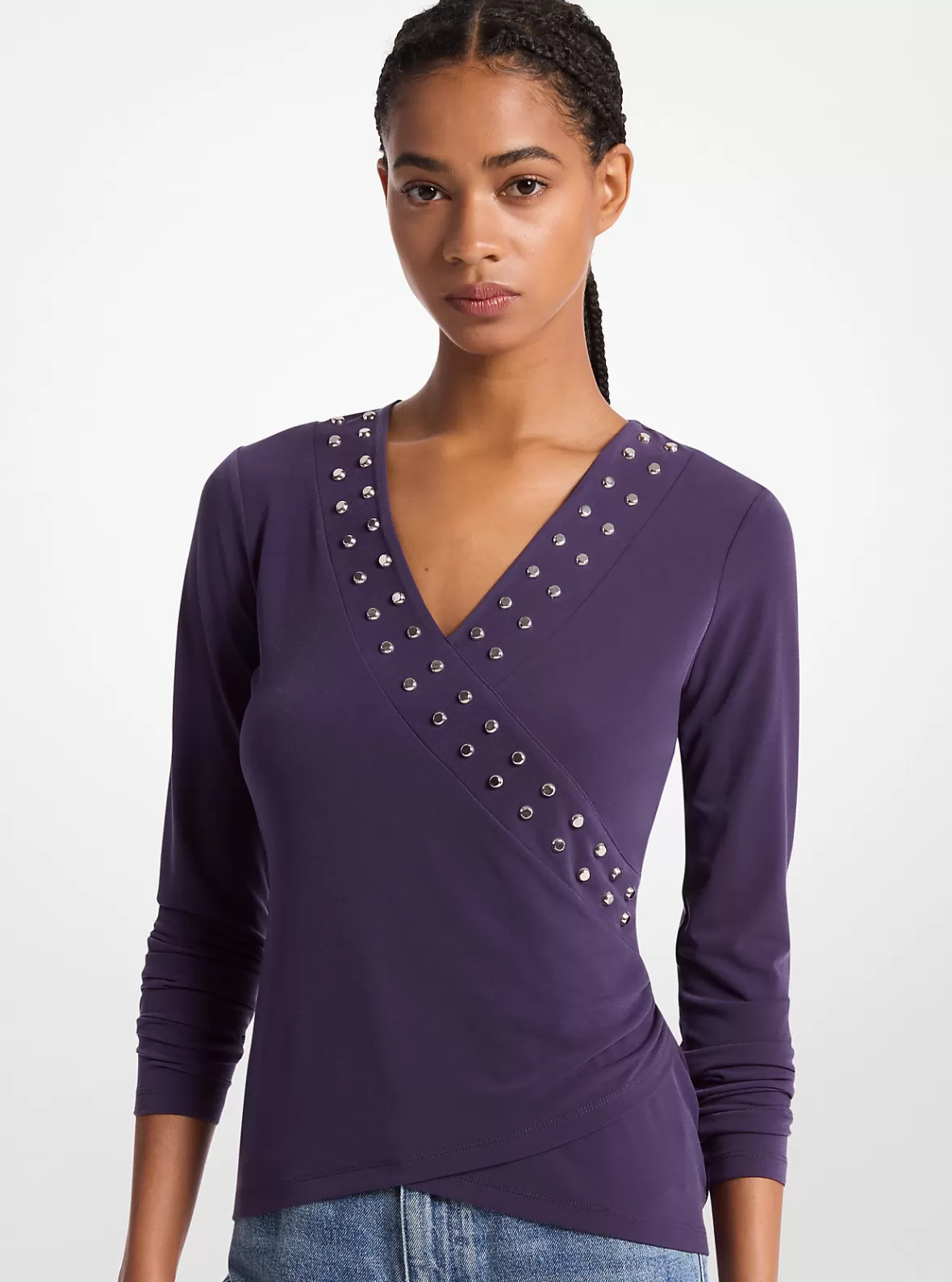 Michael Kors Astor Stud Matte Jersey Top*Women Tops