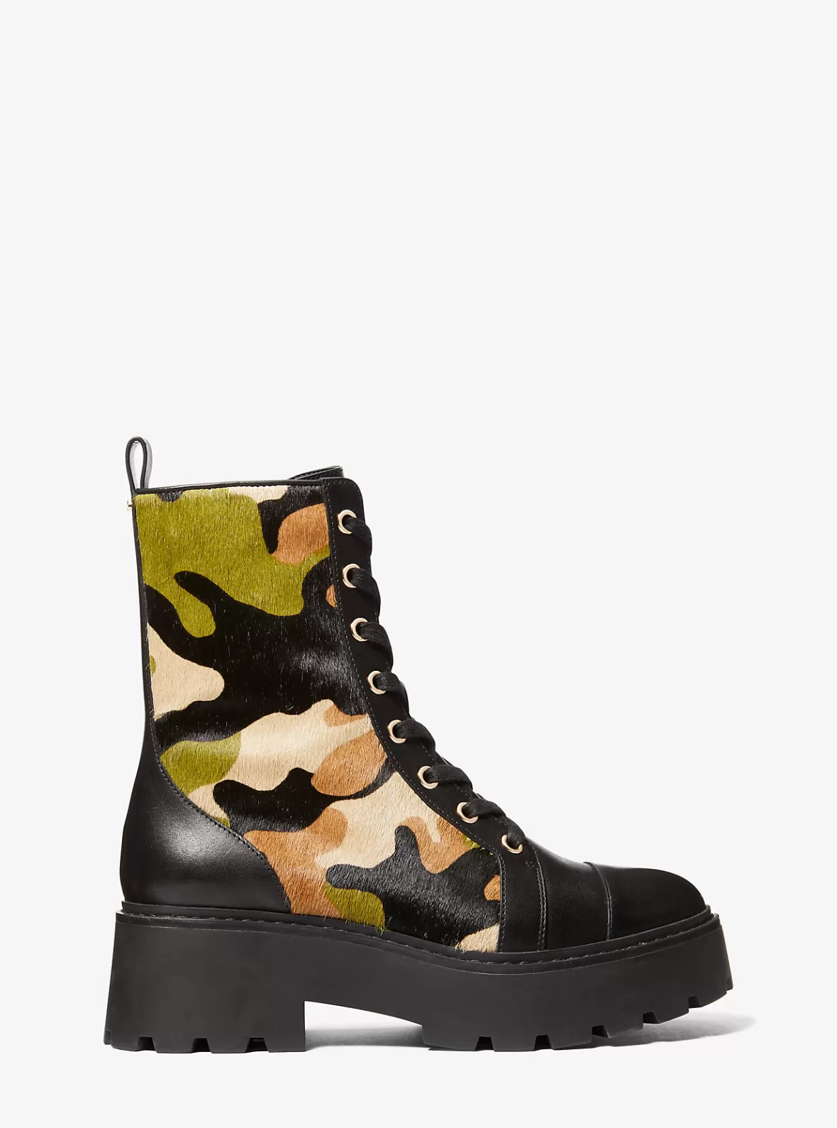 Michael Kors Blake Camouflage Print Calf Hair Combat Boot*Women Boots