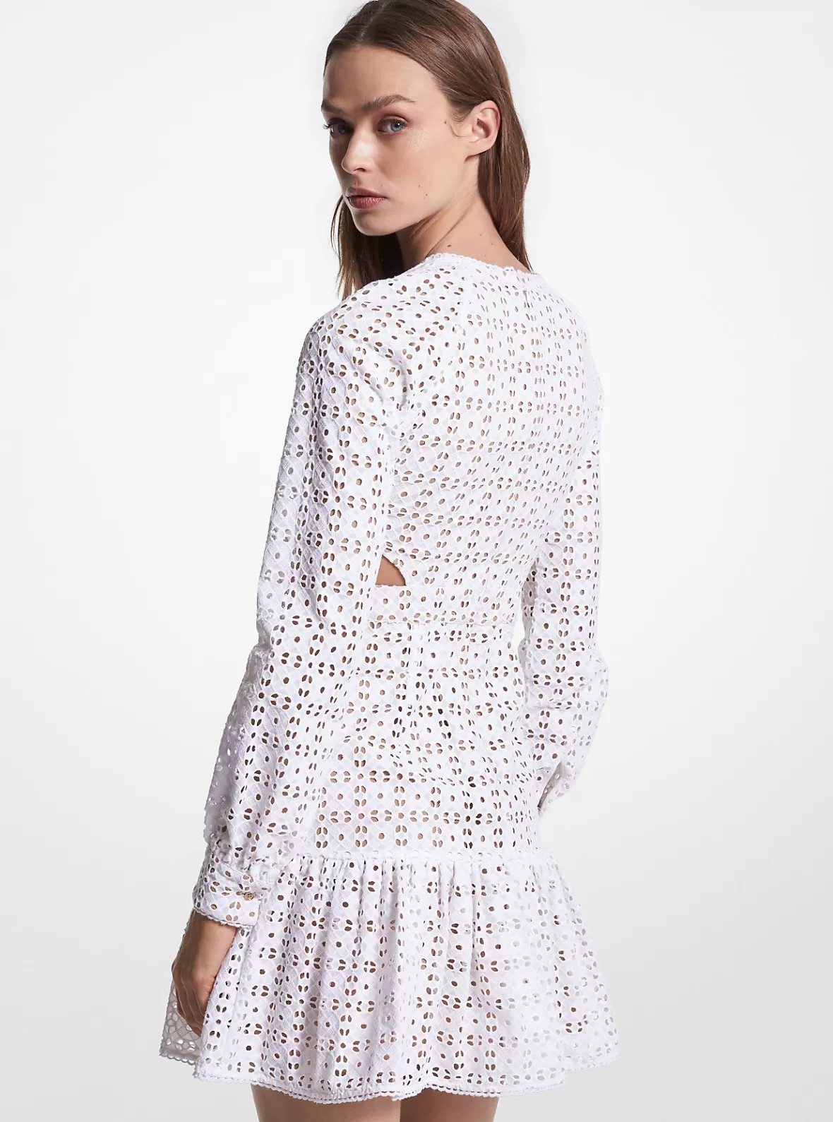 Michael Kors Cotton Eyelet Cutout Mini Dress*Women Dresses