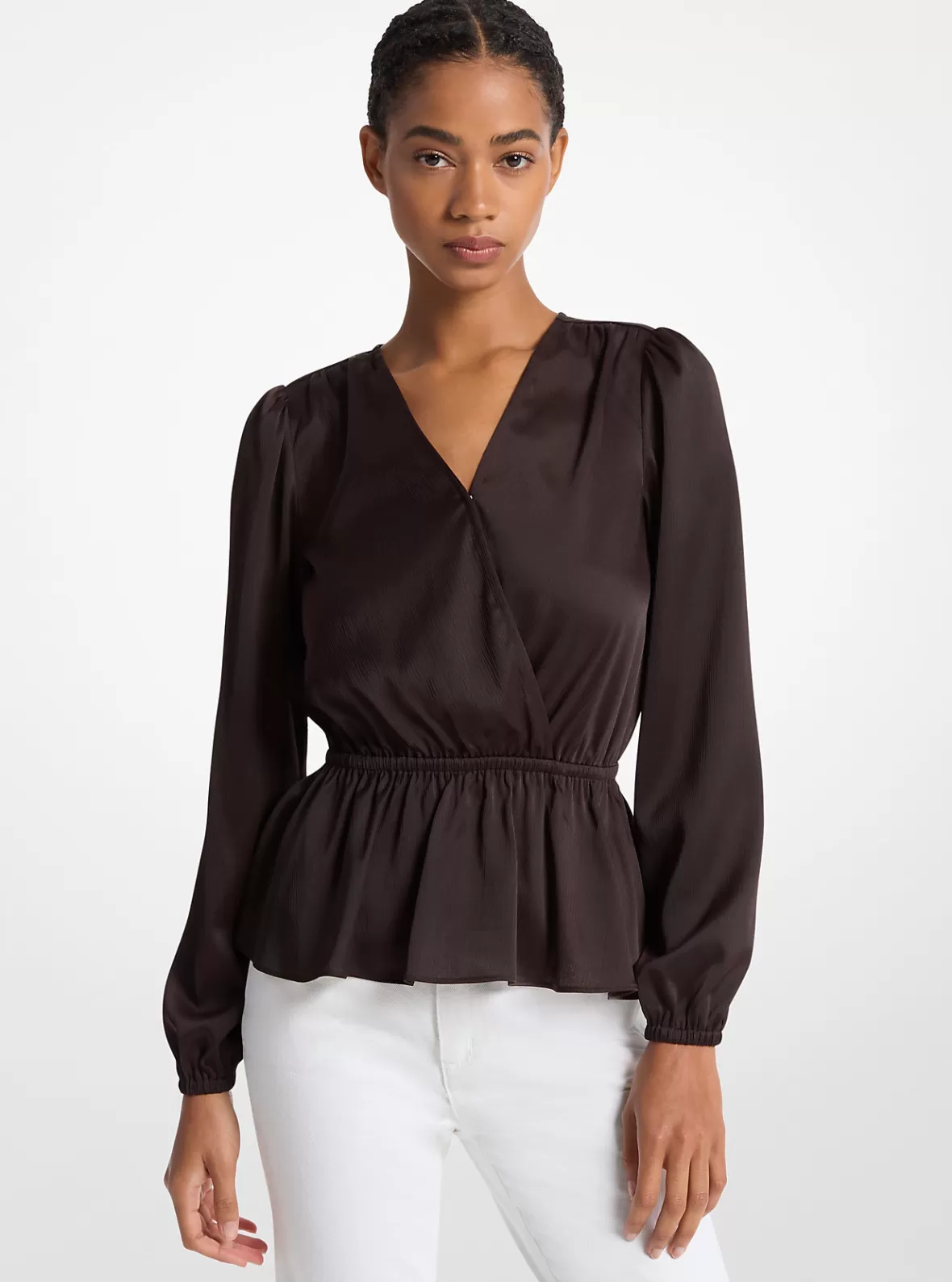 Michael Kors Crinkled Satin Long-Sleeve Top*Women Tops