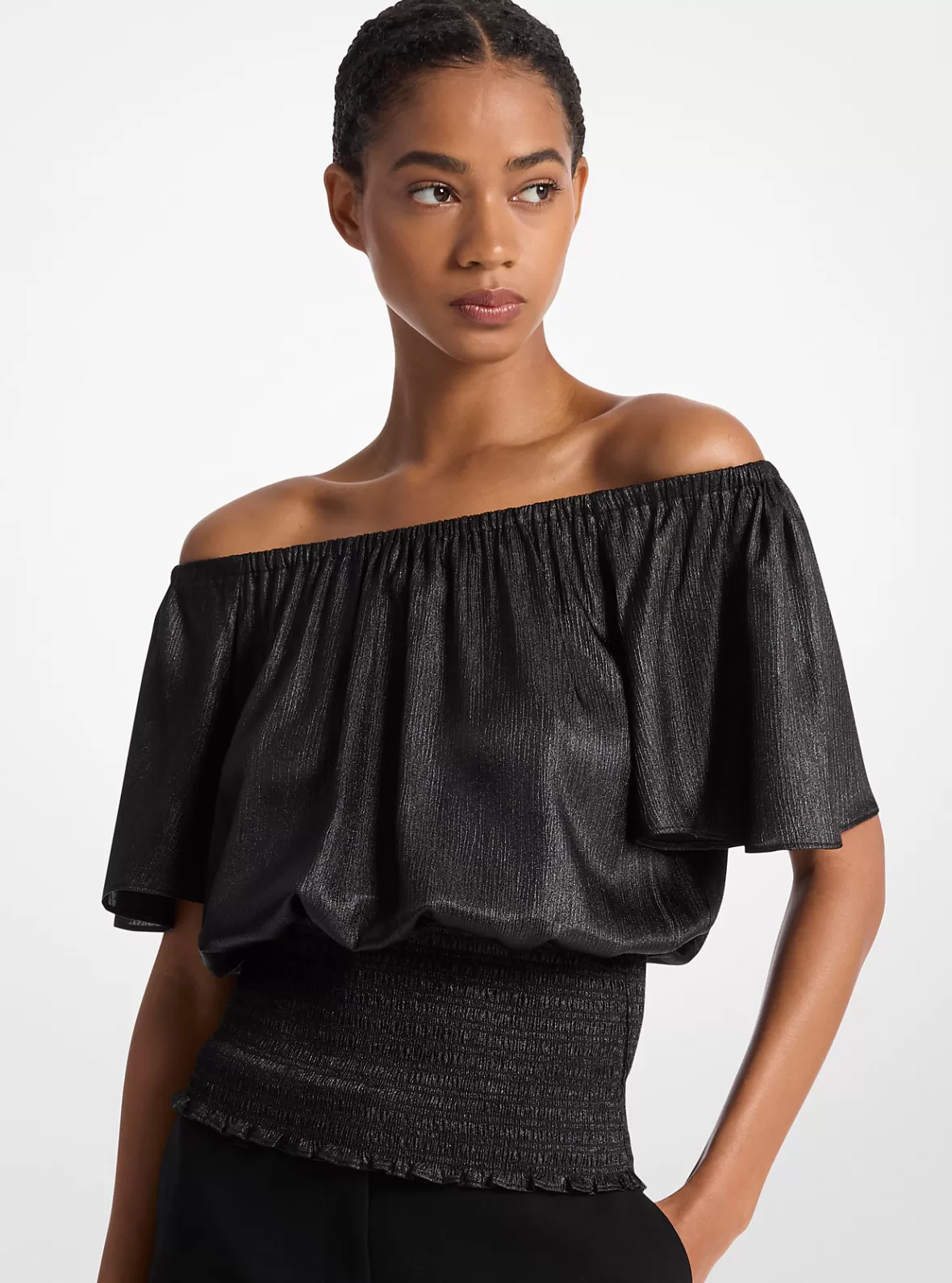 Michael Kors Crinkled Satin Off-The-Shoulder Top*Women Tops