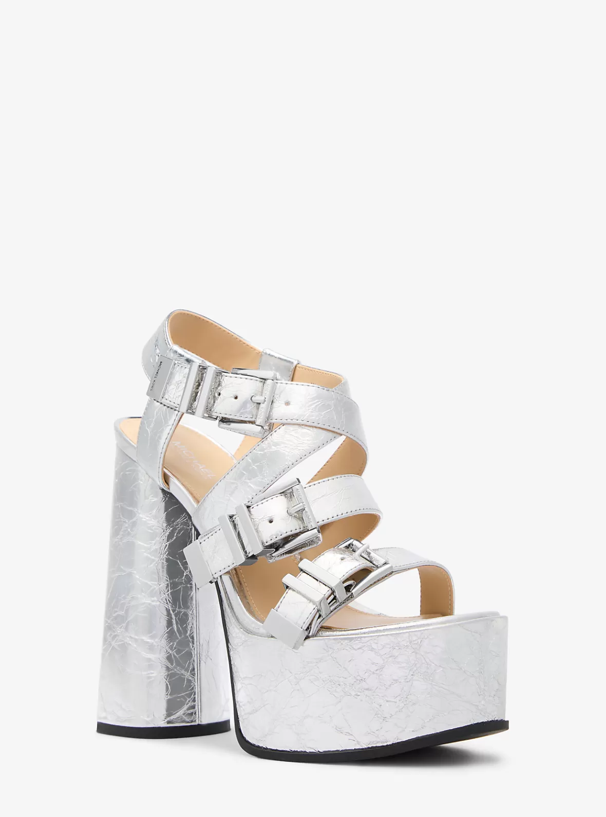 Michael Kors Darrington Crackled Metallic Leather Platform Sandal*Women Sandals