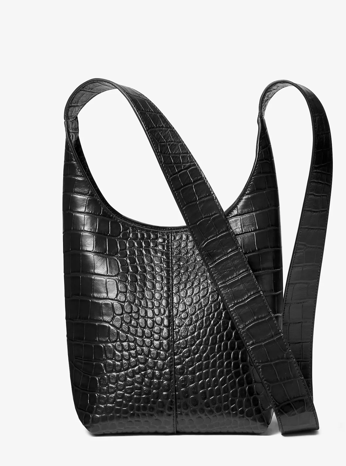 Michael Kors Dede Mini Crocodile Embossed Leather Hobo Bag*Women Shoulder Bags