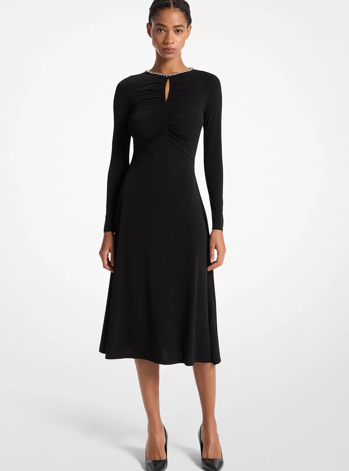 Michael Kors Embellished Matte Jersey Keyhole Dress*Women Dresses