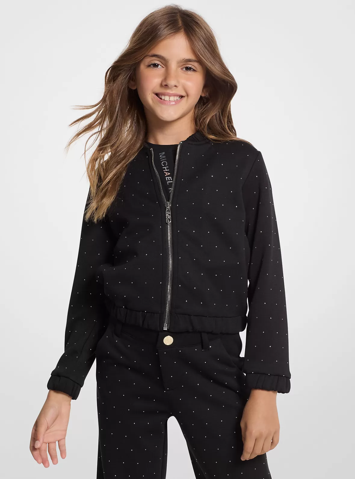 Michael Kors Embellished Stretch Knit Zip-Up Jacket*Kids Kids