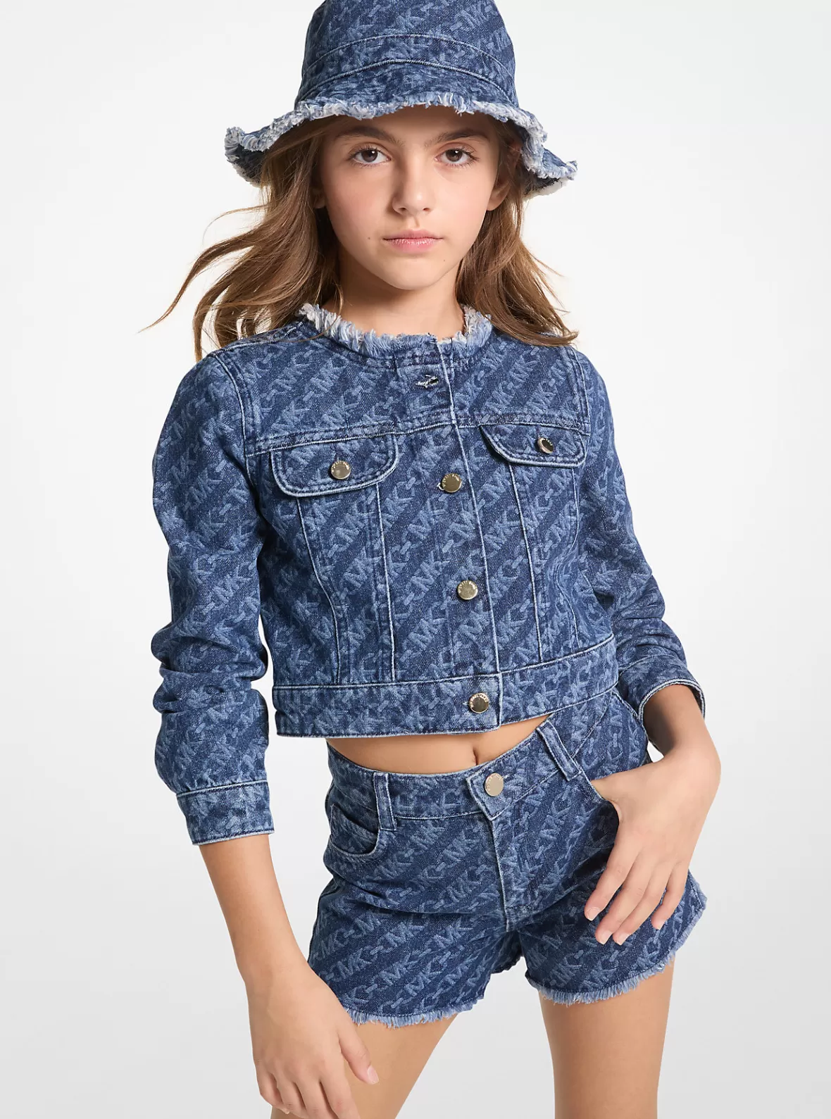 Michael Kors Empire Logo Print Denim Jacket*Kids Kids