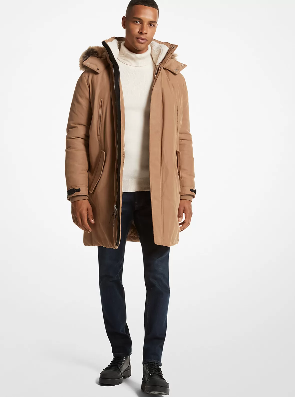 Michael Kors Faux Fur Trim Woven Parka* Jackets & Outerwear