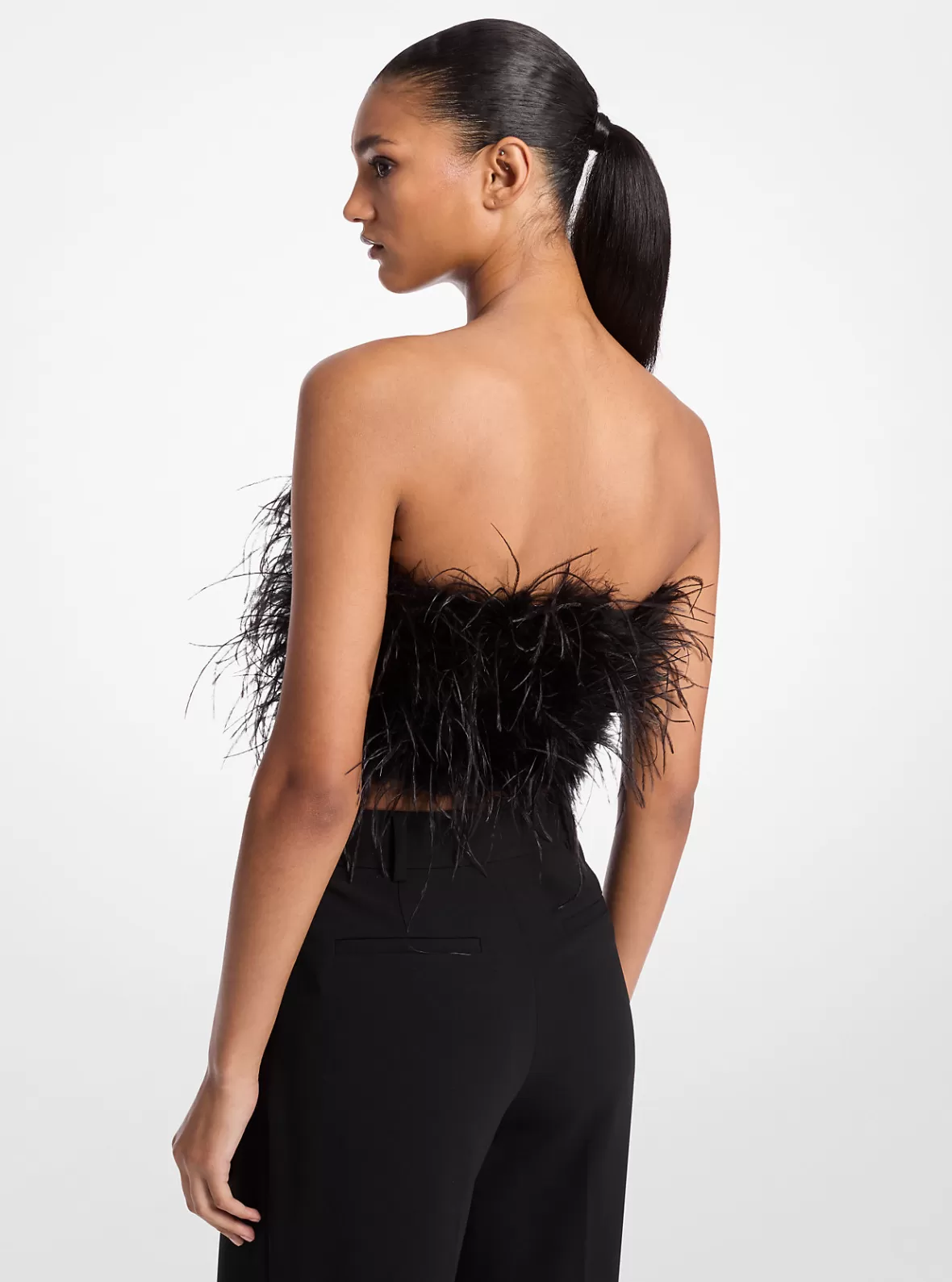 Michael Kors Feather Embellished Crepe Tube Top*Women Tops