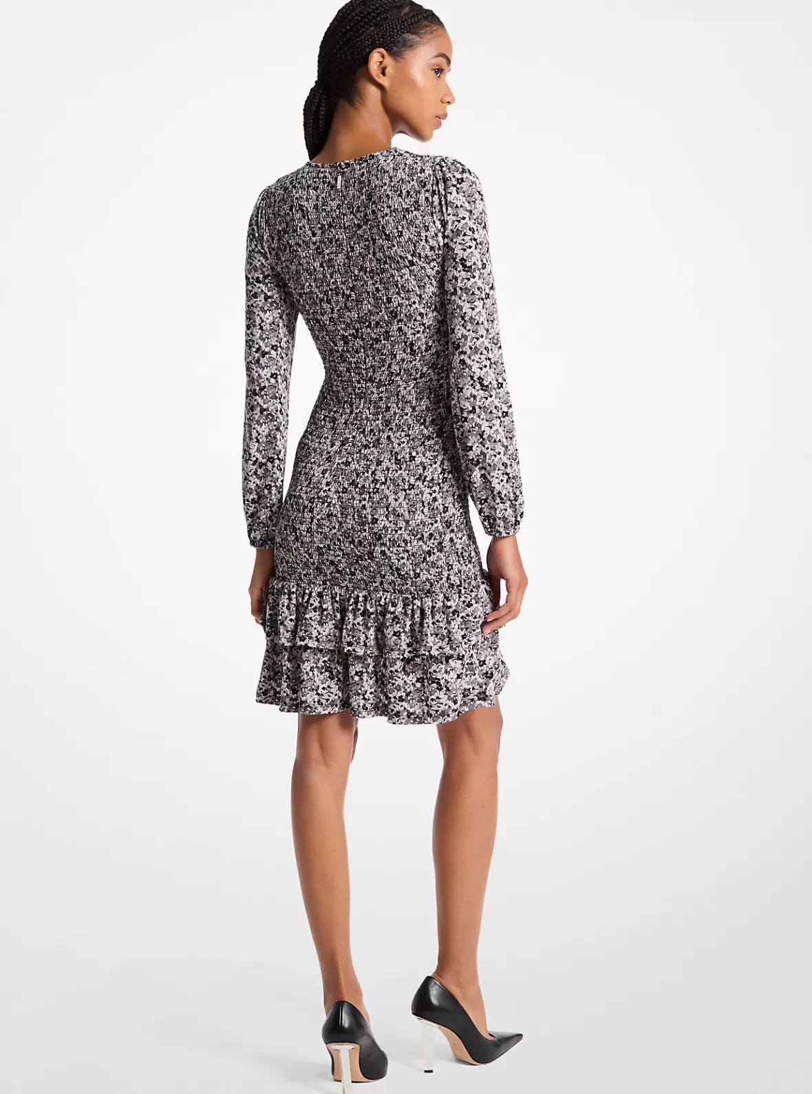 Michael Kors Floral Print Smocked Matte Jersey Dress*Women Dresses