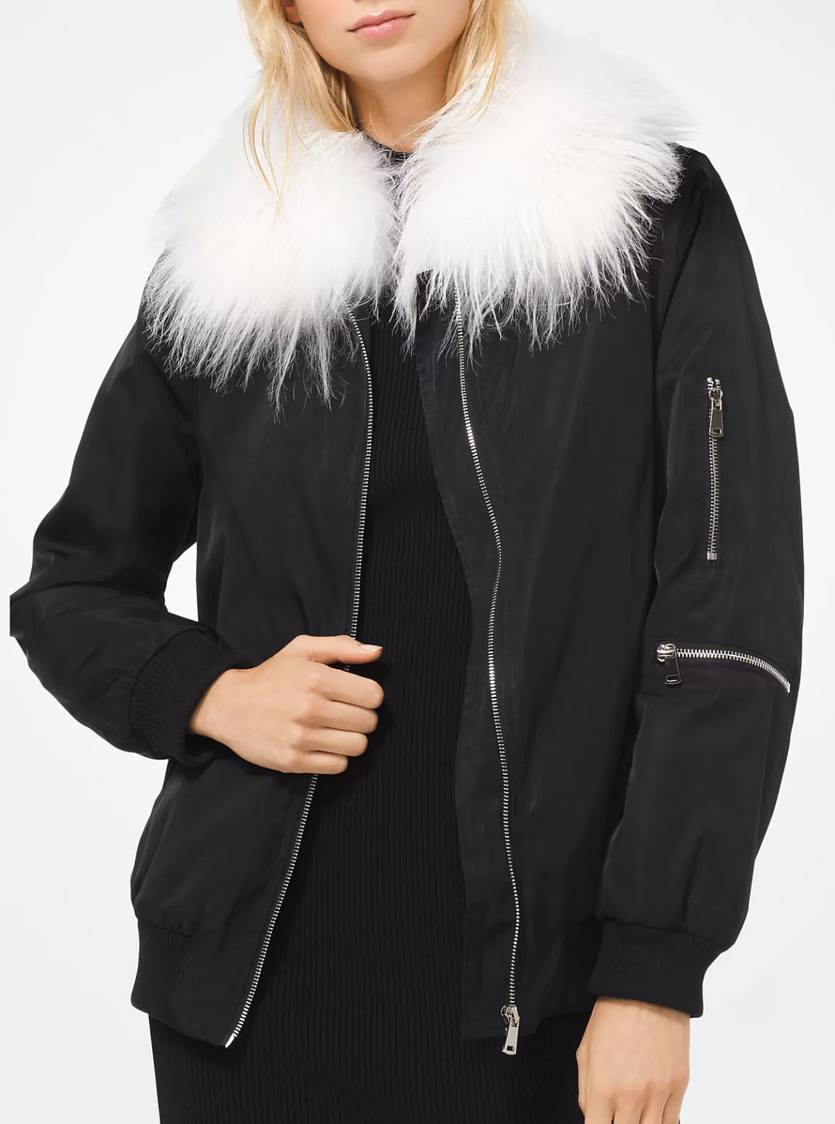 Michael Kors Goat Hair Collar Bomber Jacket*Women Jackets & Coats