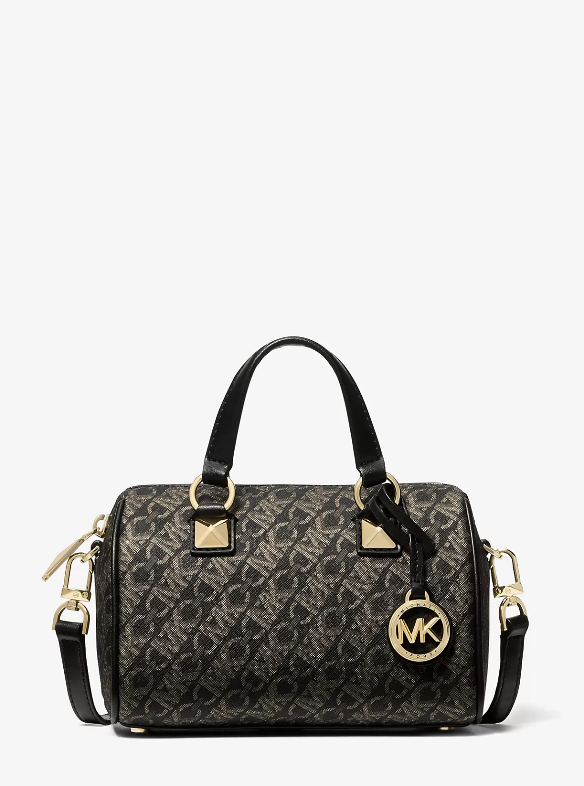 Michael Kors Grayson Small Metallic Empire Monogram Duffel Crossbody Bag*Women Crossbody Bags