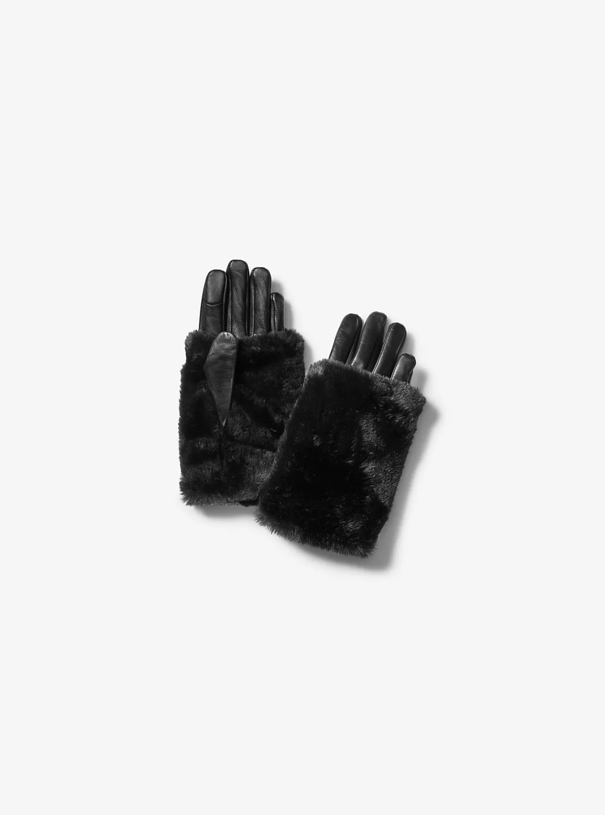 Michael Kors 2-in-1 Leather and Faux Fur Gloves*Women Hats & Gloves