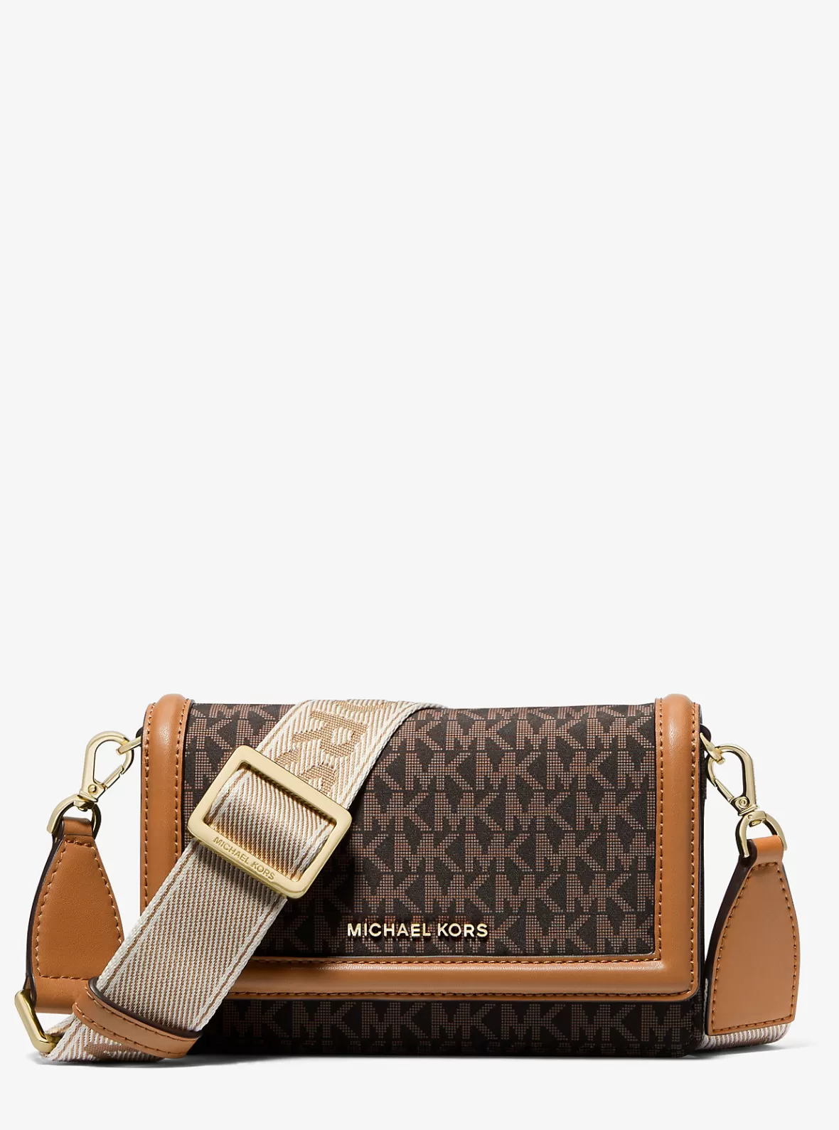 Michael Kors Jet Set Small Logo Print Woven Smartphone Crossbody Bag*Women Crossbody Bags