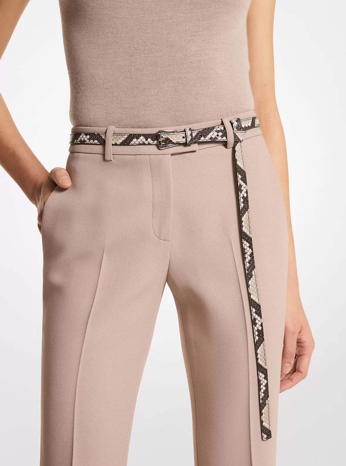 Michael Kors Joni Python Embossed Leather Trouser Belt*Women Belts