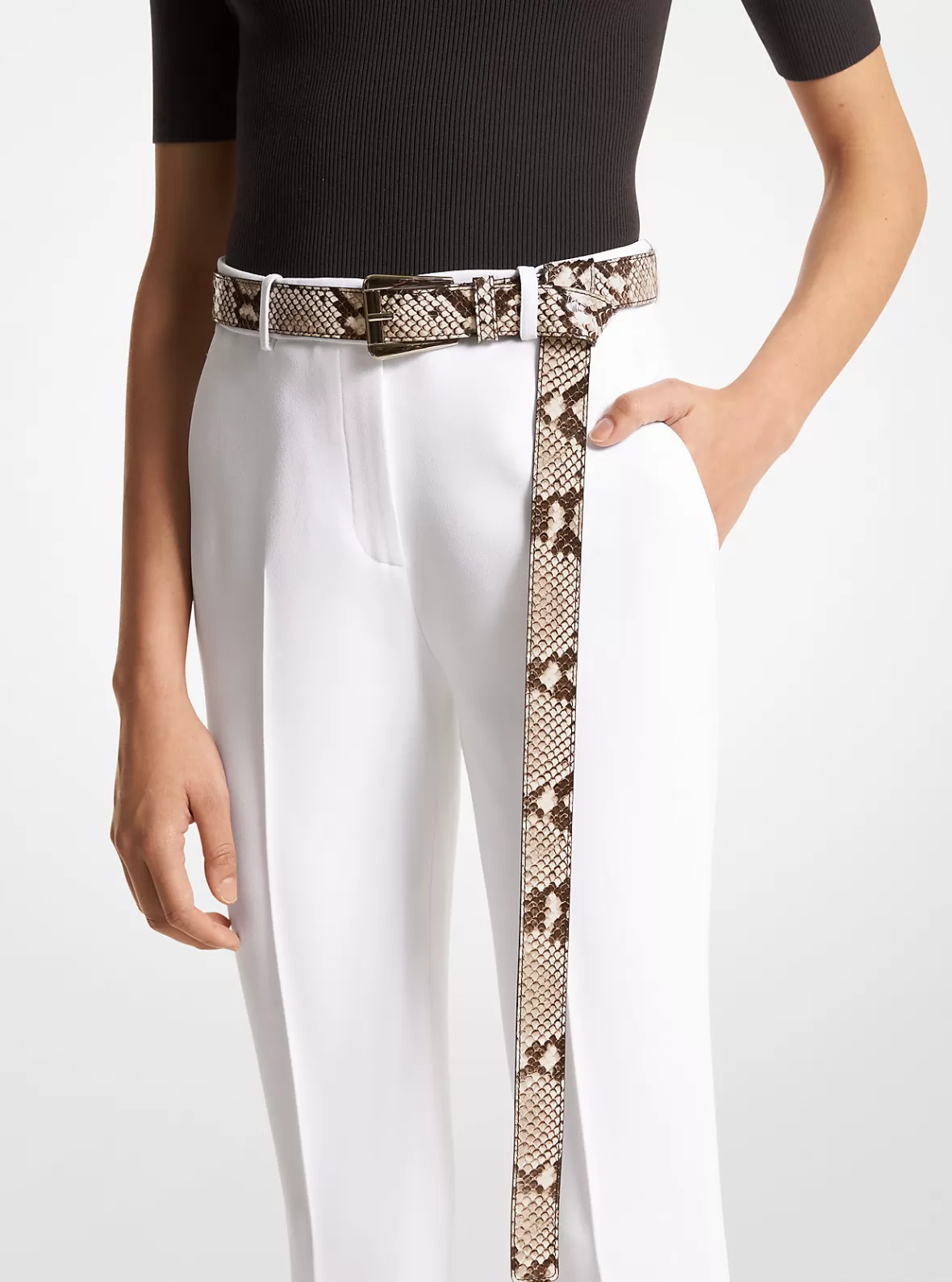 Michael Kors Joni Python Embossed Leather Trouser Belt*Women Belts