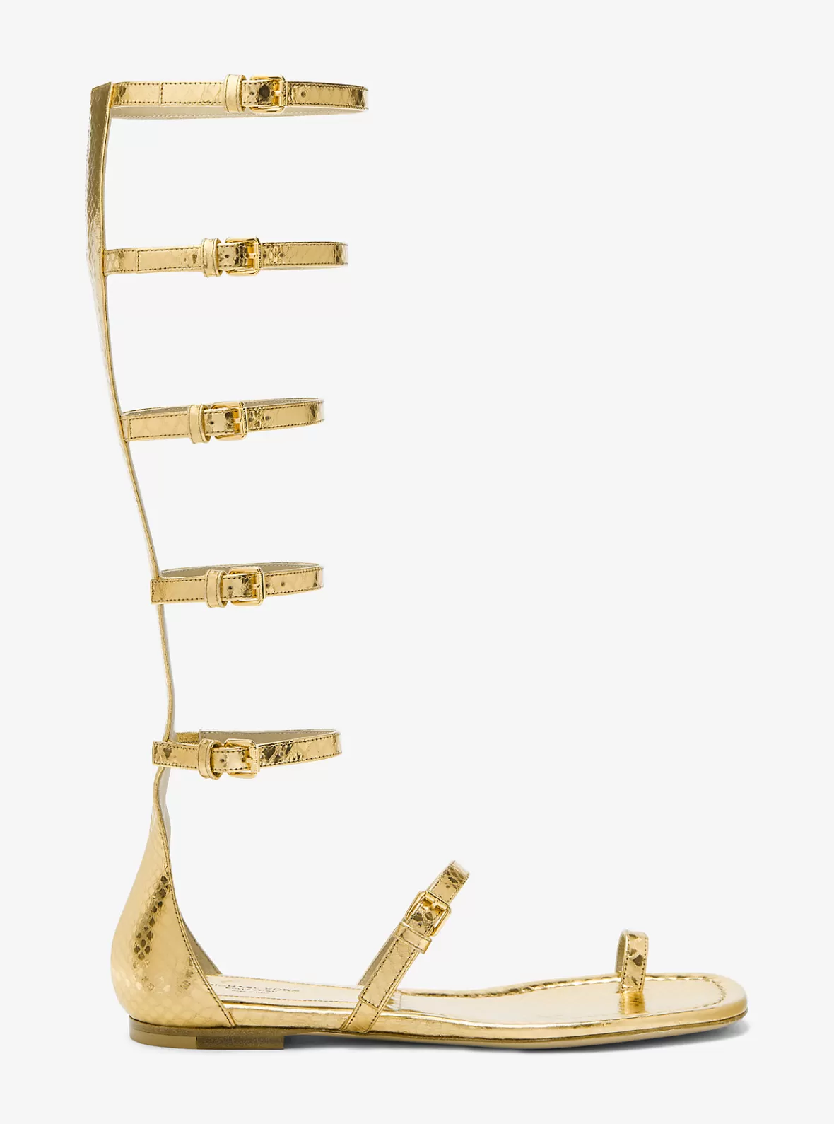 Michael Kors Juliette Metallic Python Embossed Leather Gladiator Sandal*Women Flats