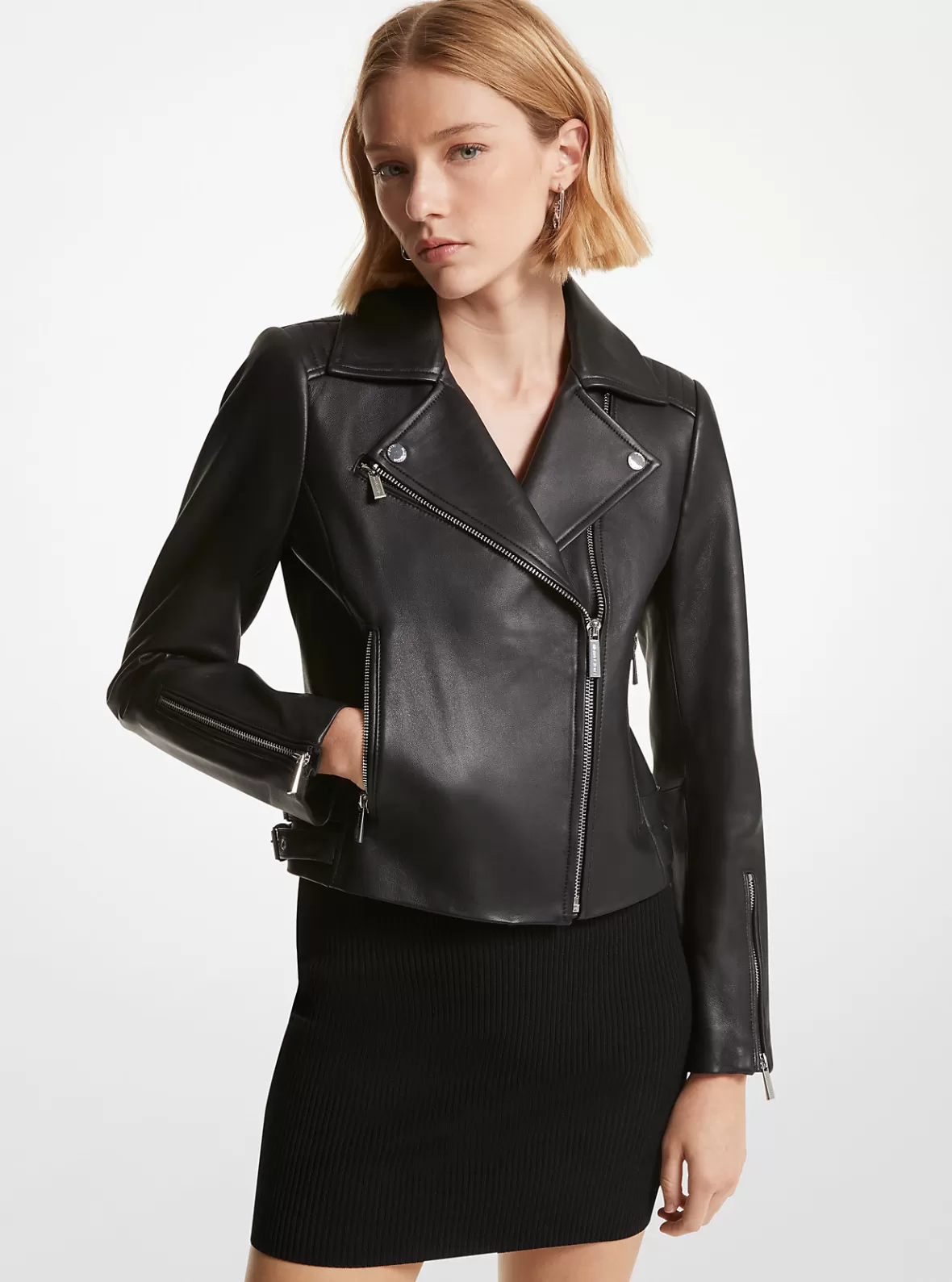 Michael Kors Leather Moto Jacket*Women Jackets & Coats