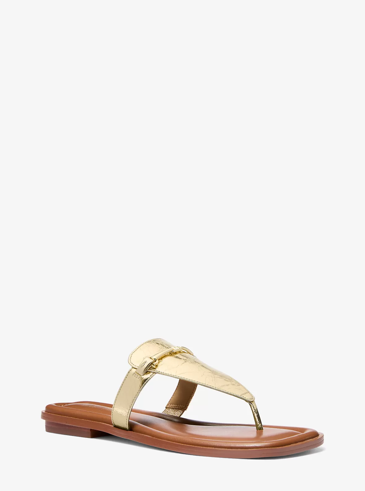 Michael Kors Lena Metallic Leather T-Strap Sandal*Women Sandals