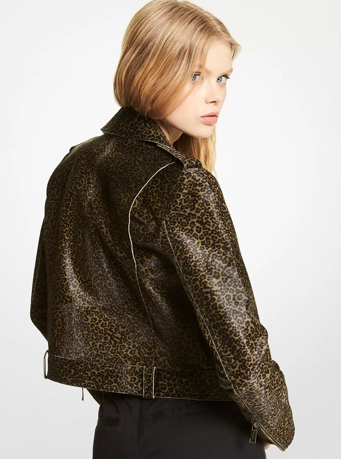 Michael Kors Leopard Print Calf Hair Moto Jacket*Women Jackets & Coats