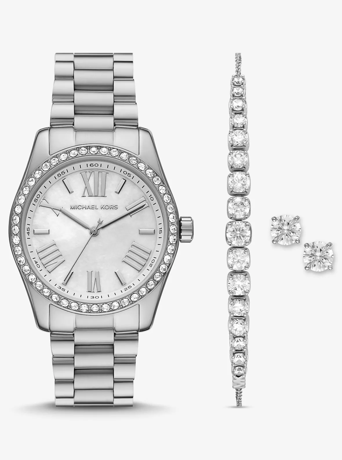 Michael Kors Lexington Pavé -Tone Watch and Bracelet Set*Women Silver-tone