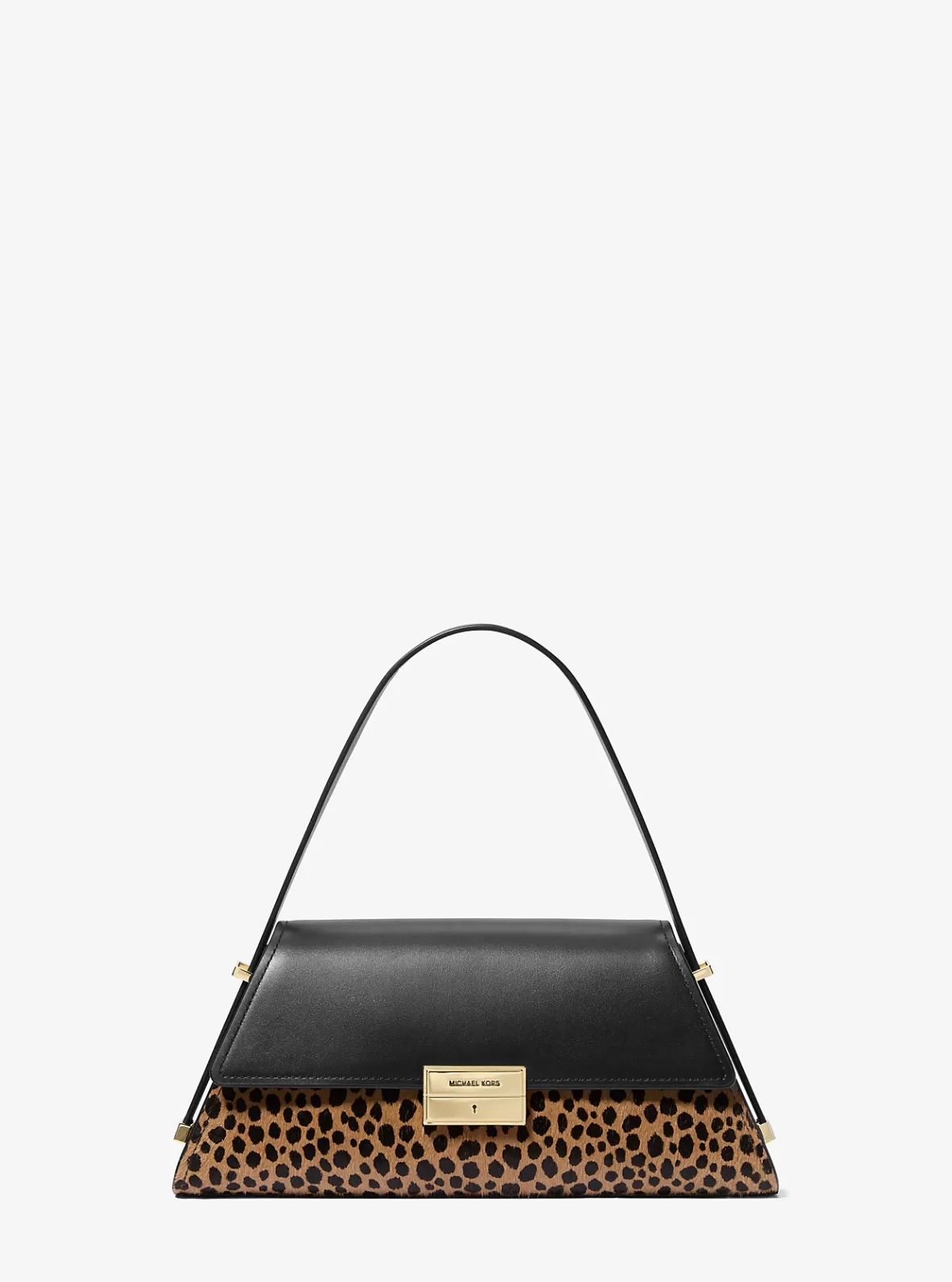 Michael Kors Ludlow Medium Leather and Cheetah-Print Calf Hair Shoulder Bag*Women Shoulder Bags