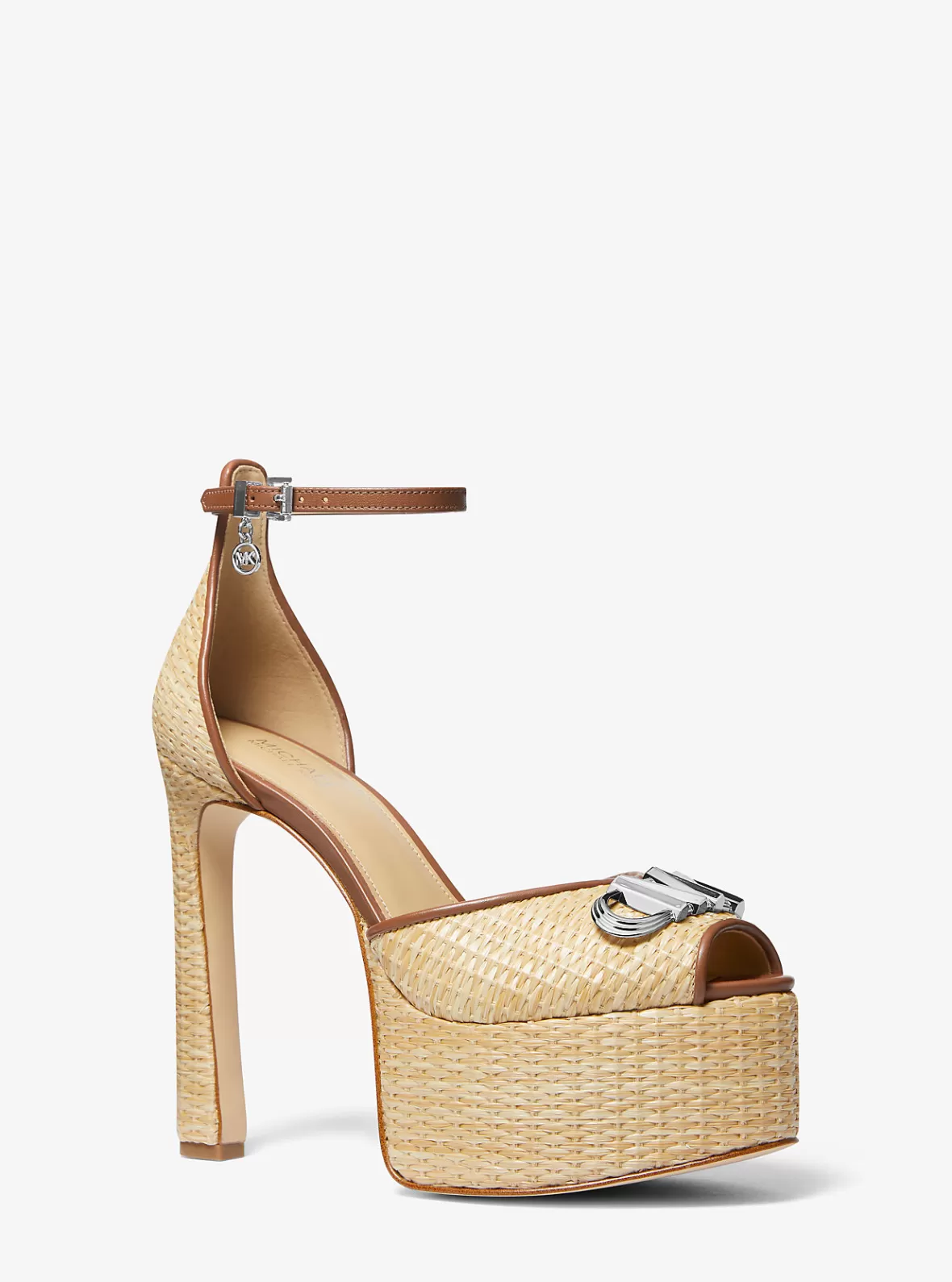 Michael Kors Martina Straw Peep-Toe Platform Pump*Women Sandals