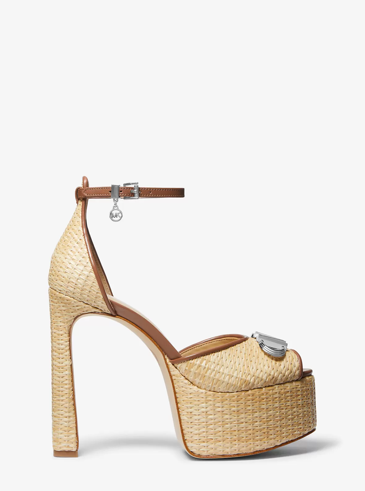 Michael Kors Martina Straw Peep-Toe Platform Pump*Women Sandals