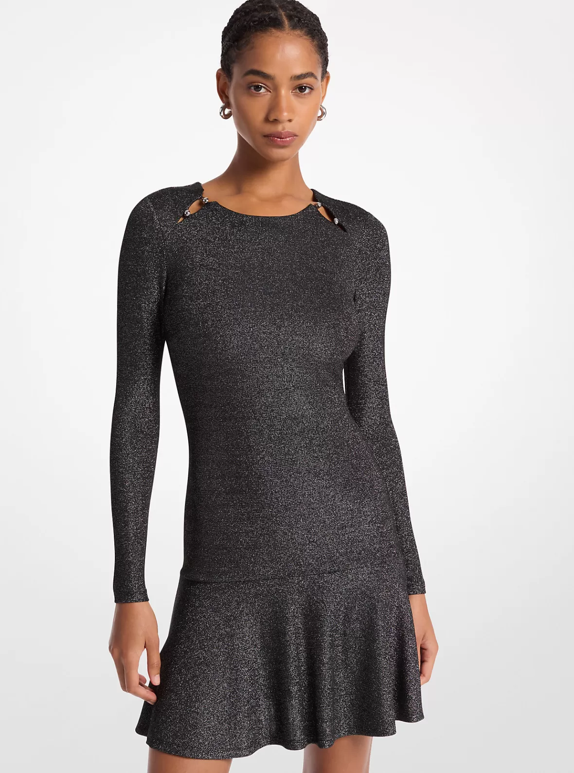 Michael Kors Metallic Knit Long Sleeve Dress*Women Dresses