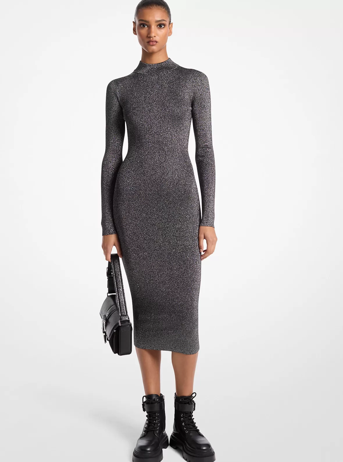 Michael Kors Metallic Knit Mock Neck Dress*Women Dresses