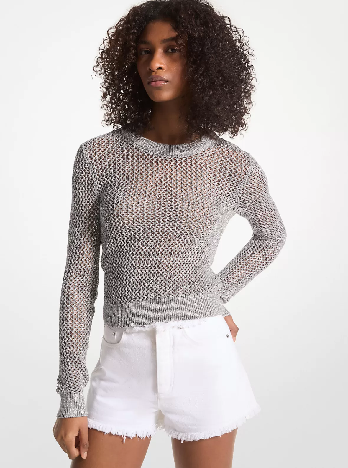 Michael Kors Metallic Mesh Sweater*Women Sweaters