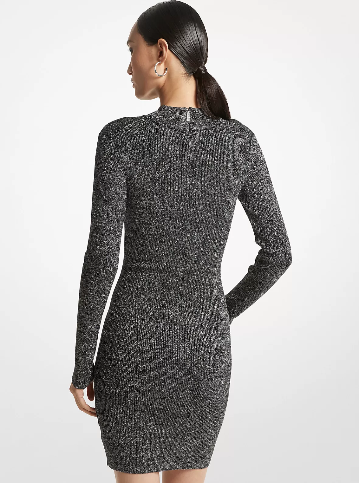 Michael Kors Metallic Ribbed Stretch Knit Mock Neck Dress*Women Dresses