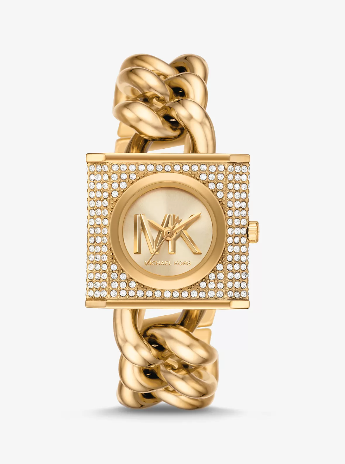 Michael Kors Mini Lock Pavé -Tone Chain Watch*Women Gold-tone