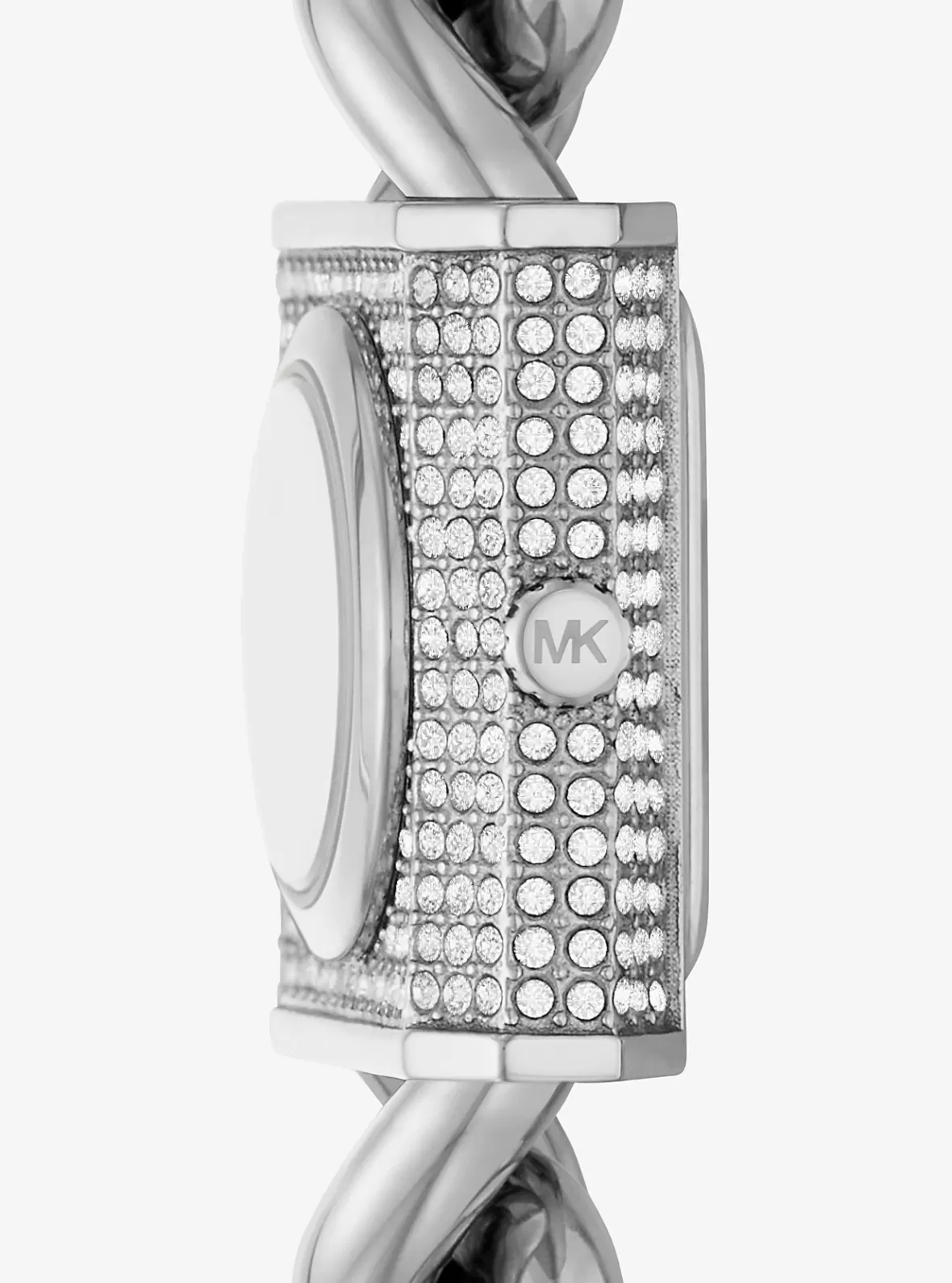 Michael Kors Mini Lock Pavé -Tone Chain Watch*Women Silver-tone