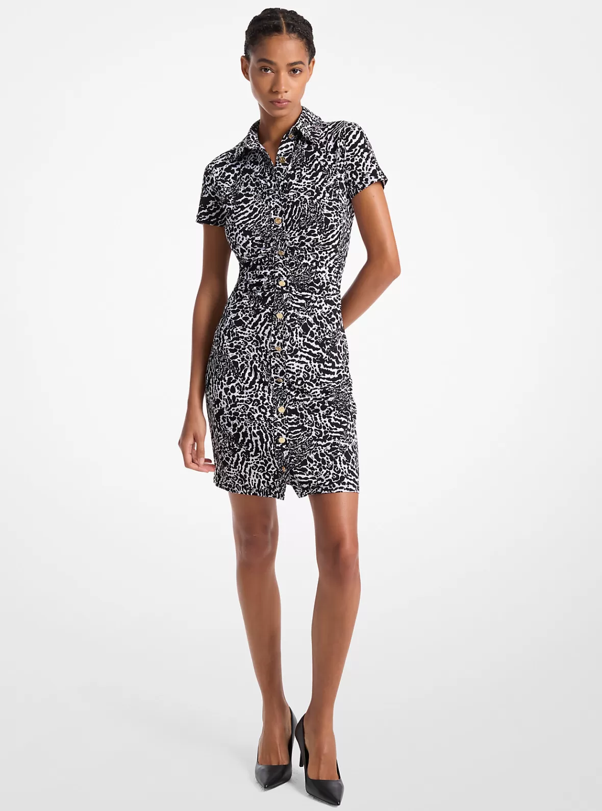 Michael Kors Ocelot Print Stretch Matte Jersey Dress*Women Dresses