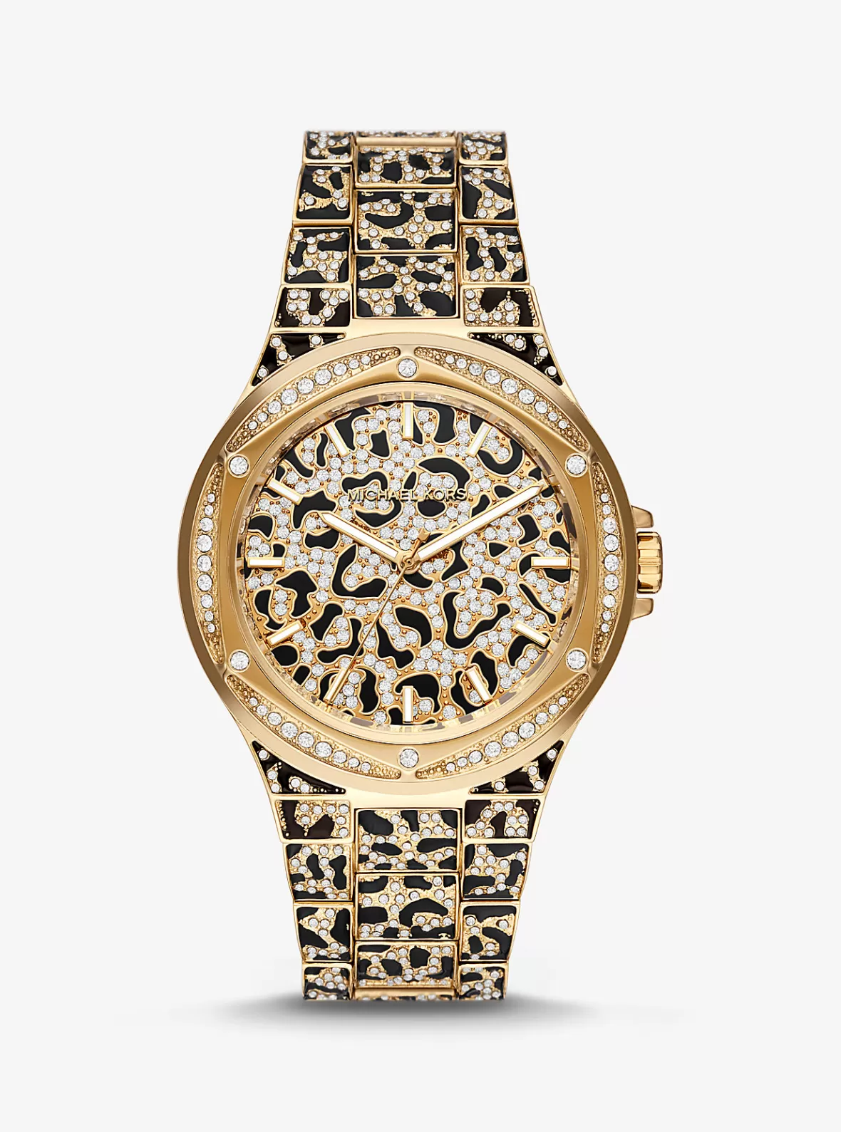 Michael Kors Oversized Lennox Animal Pavé -Tone Watch*Women Gold-tone