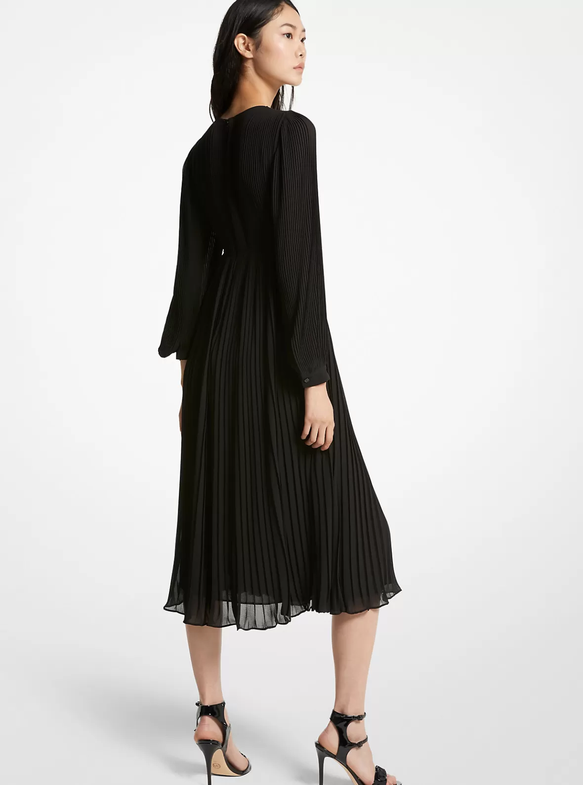 Michael Kors Pleated Georgette Midi Dress*Women Dresses