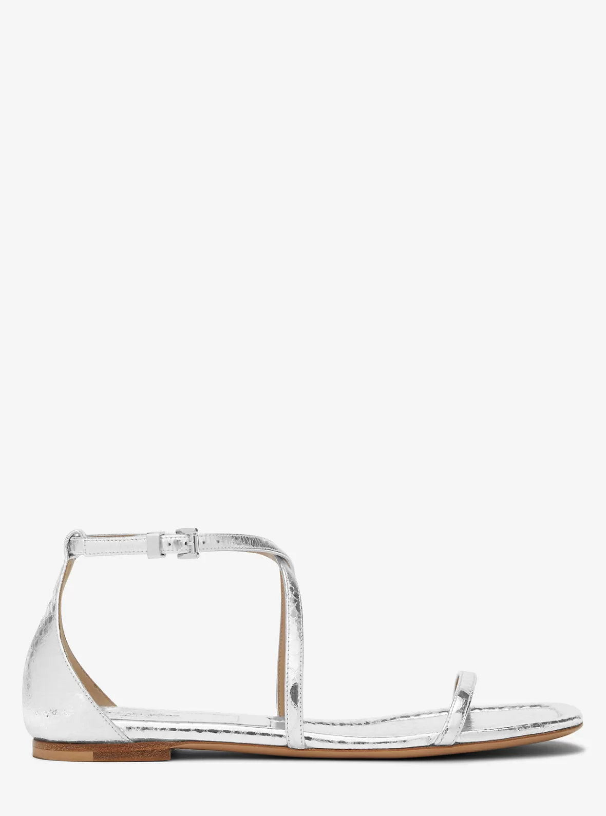 Michael Kors Polly Metallic Python Embossed Leather Sandal*Women Flats | Sandals