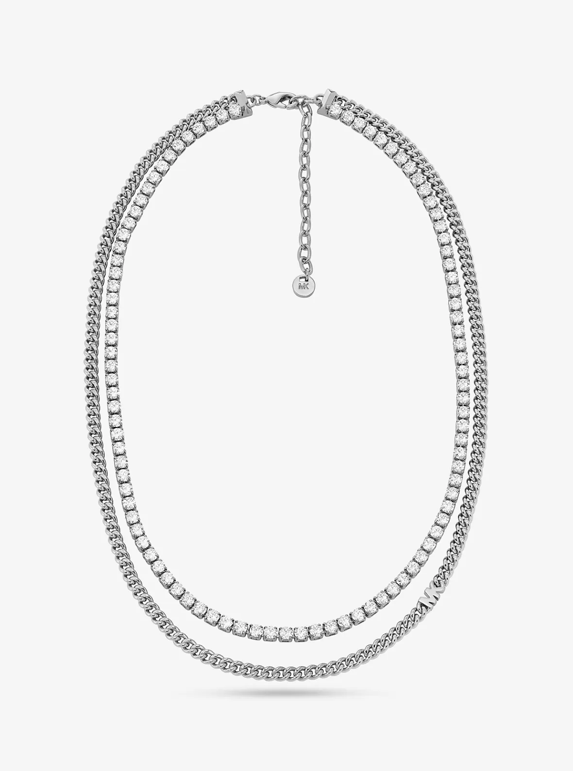 Michael Kors Precious Metal-Plated Brass Double Chain Tennis Necklace*Women Necklaces