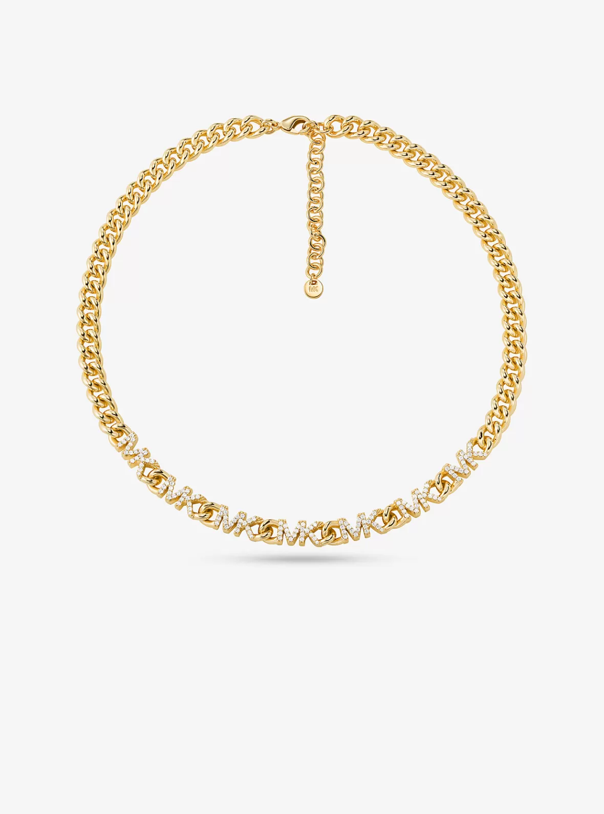 Michael Kors Precious Metal-Plated Brass Pavé Logo Chain Necklace*Women Necklaces