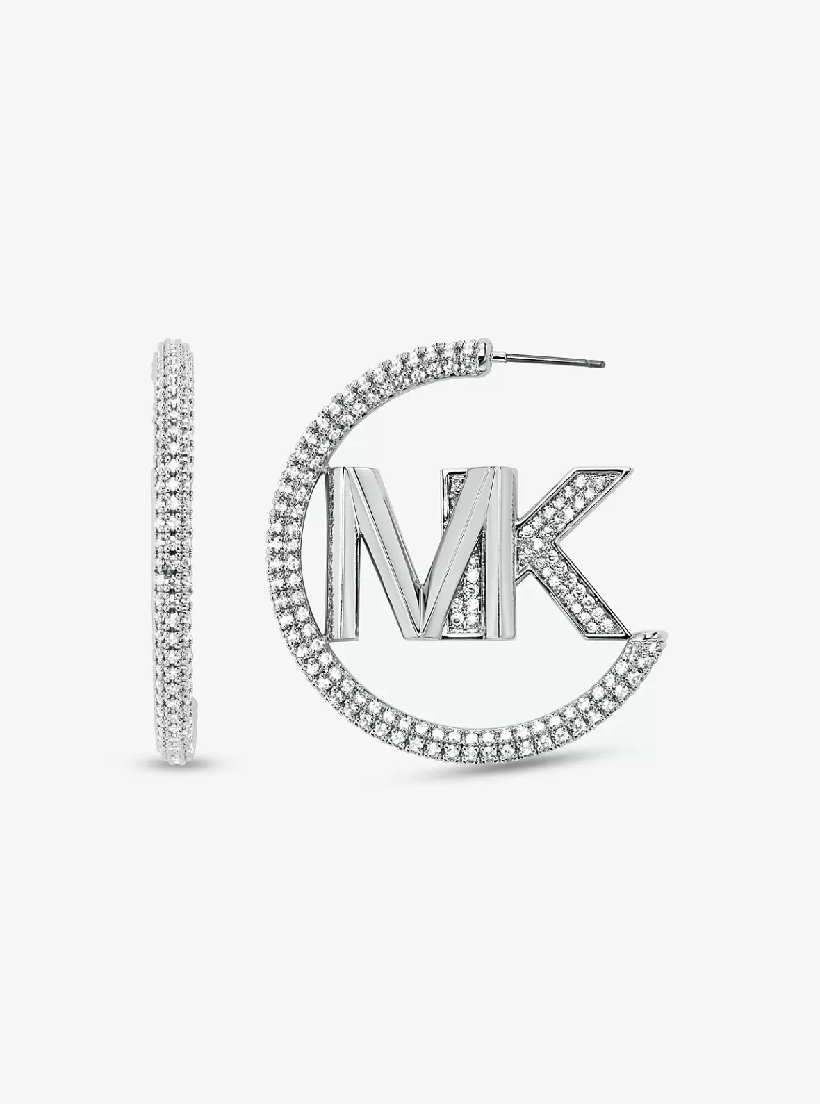 Michael Kors Precious Metal-Plated Brass Pavé Logo Hoop Earrings*Women Earrings