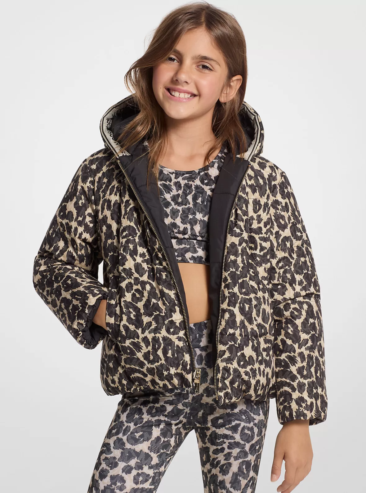 Michael Kors Reversible Leopard Logo Puffer Jacket*Kids Kids