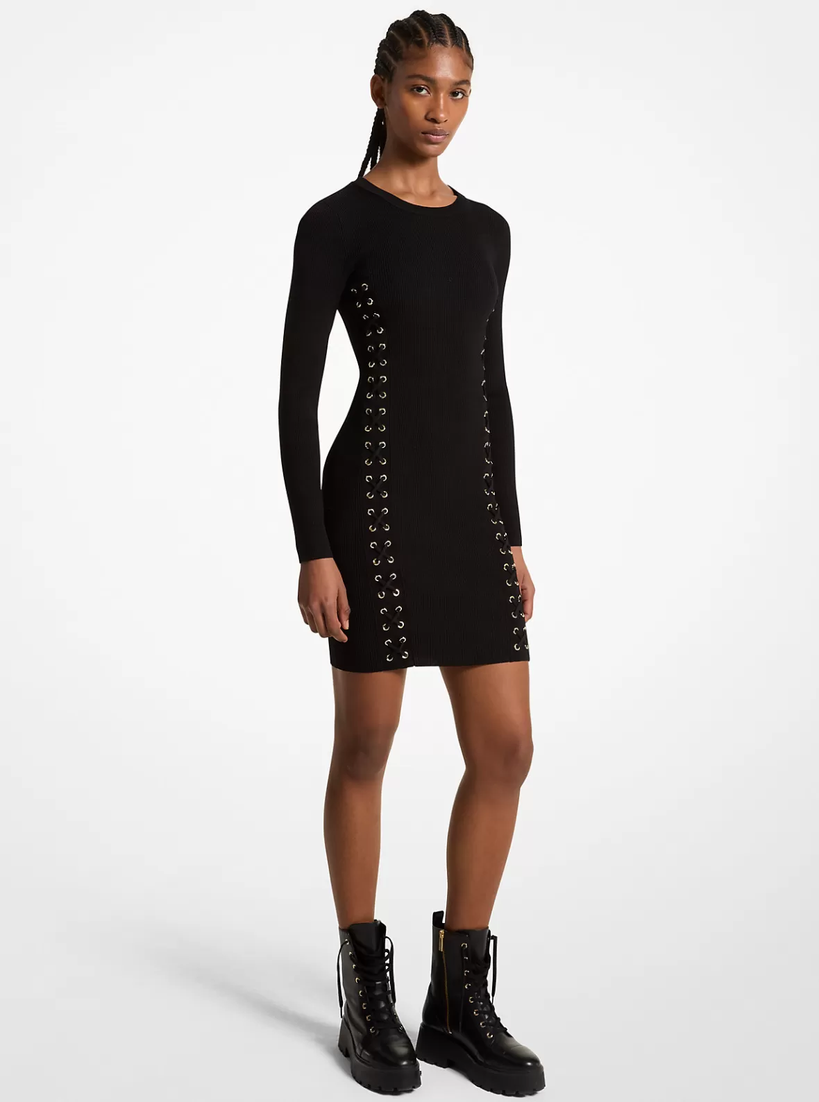 Michael Kors Ribbed Stretch Knit Lace-Up Dress*Women Dresses