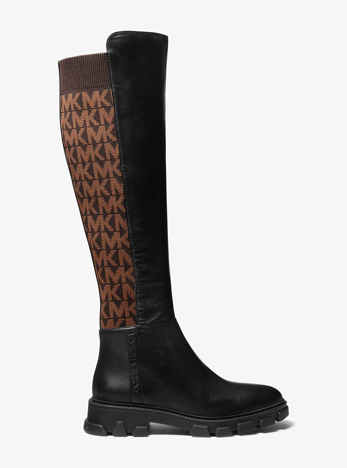 Michael Kors Ridley Leather and Logo Jacquard Knee Boot*Women Boots