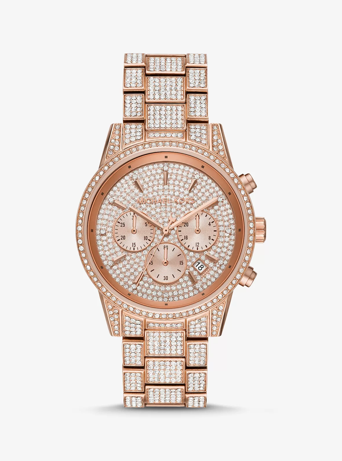 Michael Kors Ritz Pavé Rose Gold-Tone Watch*Women Rose Gold-tone