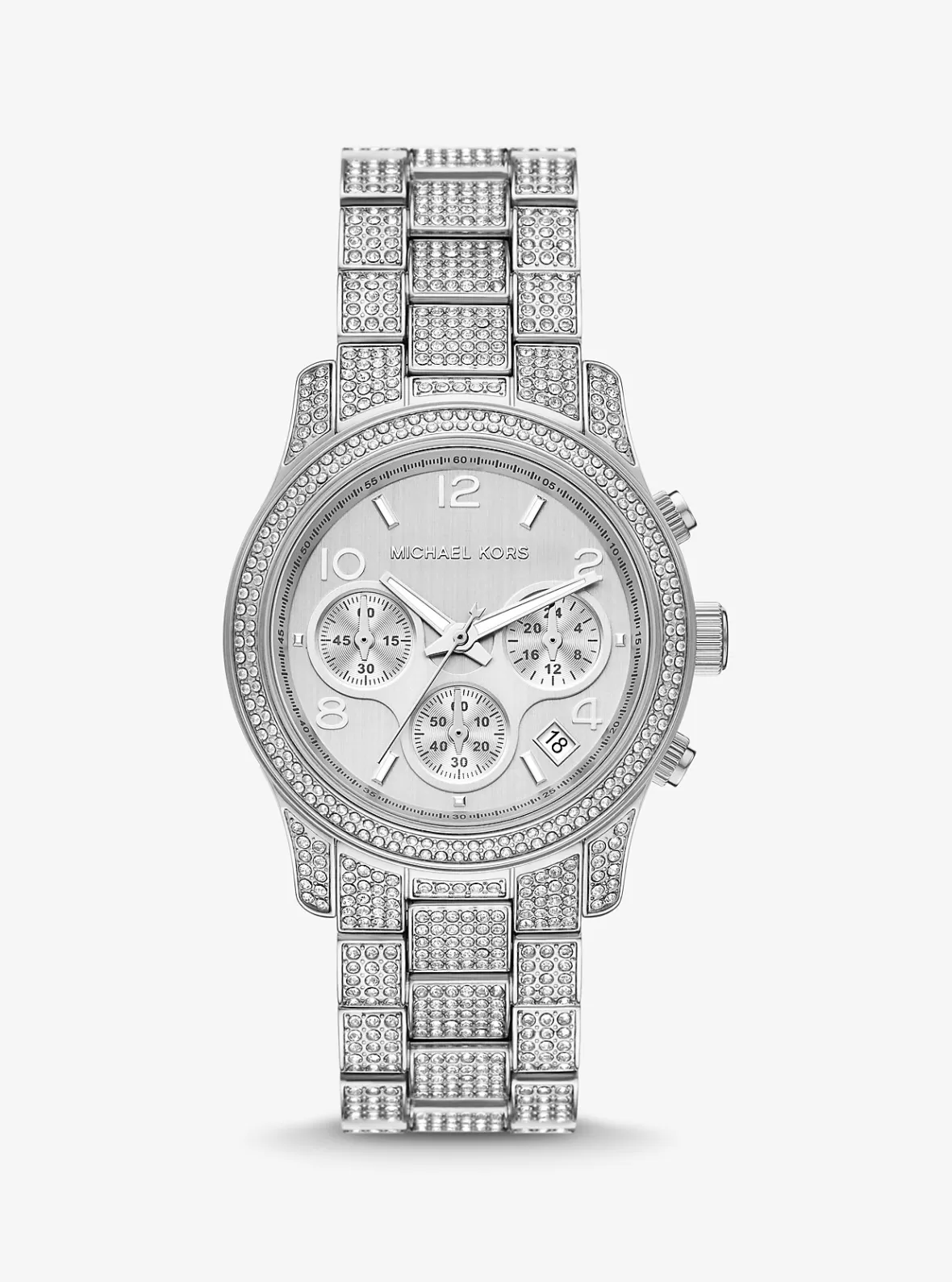 Michael Kors Runway Pavé -Tone Watch*Women Silver-tone