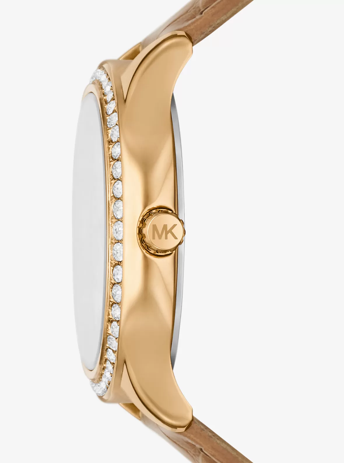 Michael Kors Sage Pavé Gold-Tone and Crocodile Embossed Leather Watch*Women Gold-tone