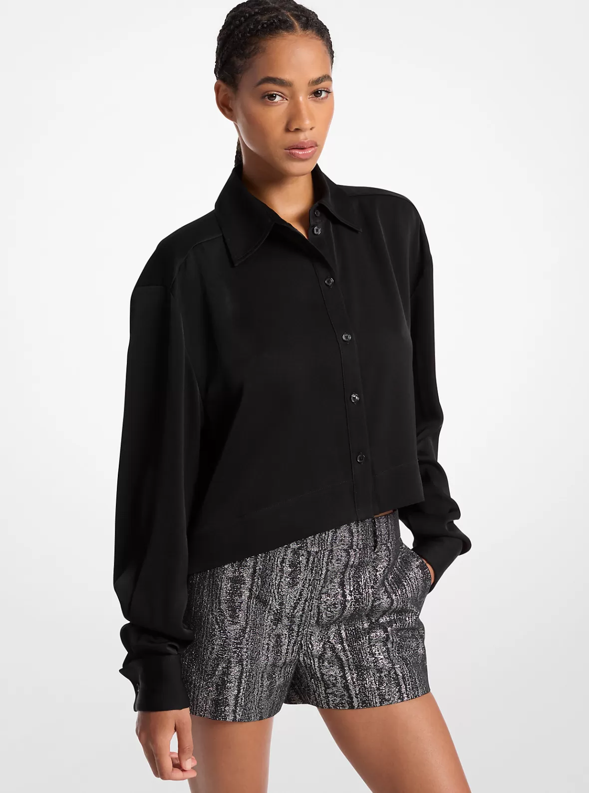 Michael Kors Satin Cropped Shirt*Women Tops