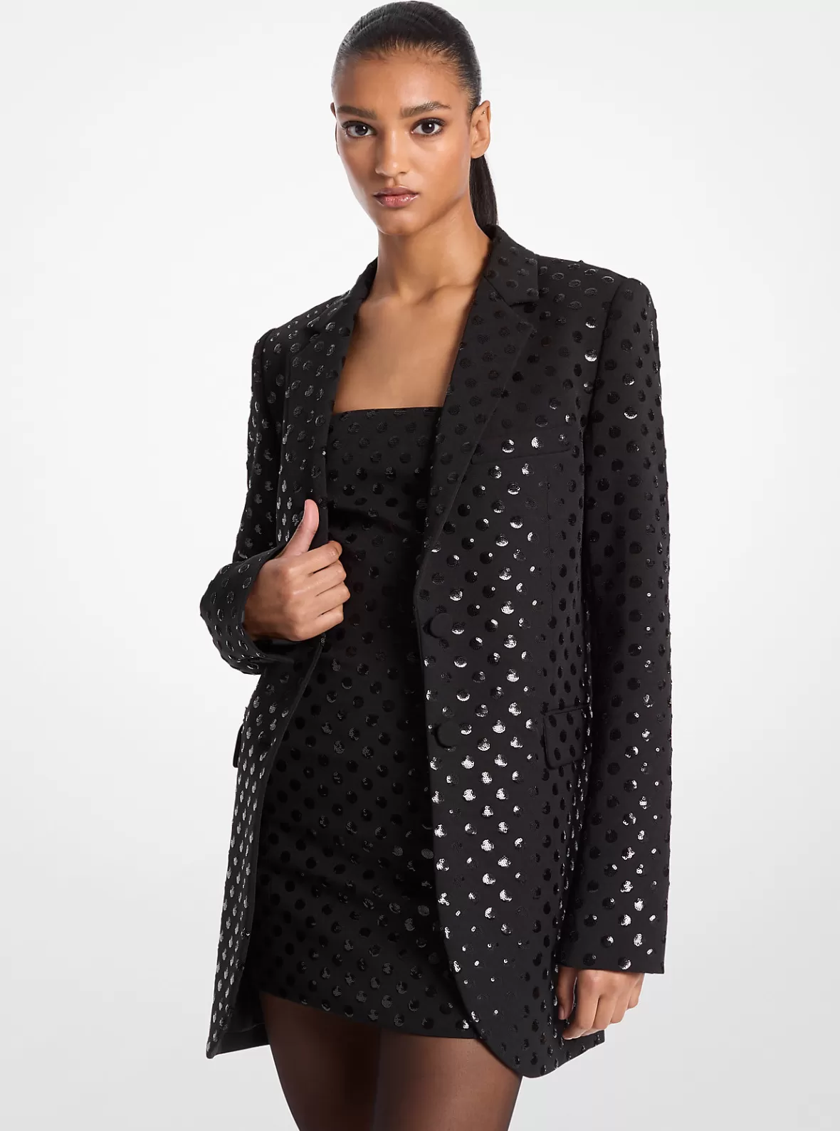 Michael Kors Sequined Dot Stretch Crepe Blazer*Women Jackets & Coats