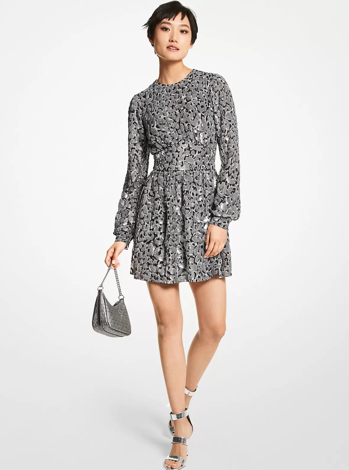 Michael Kors Sequined Leopard Print Georgette Dress*Women Dresses